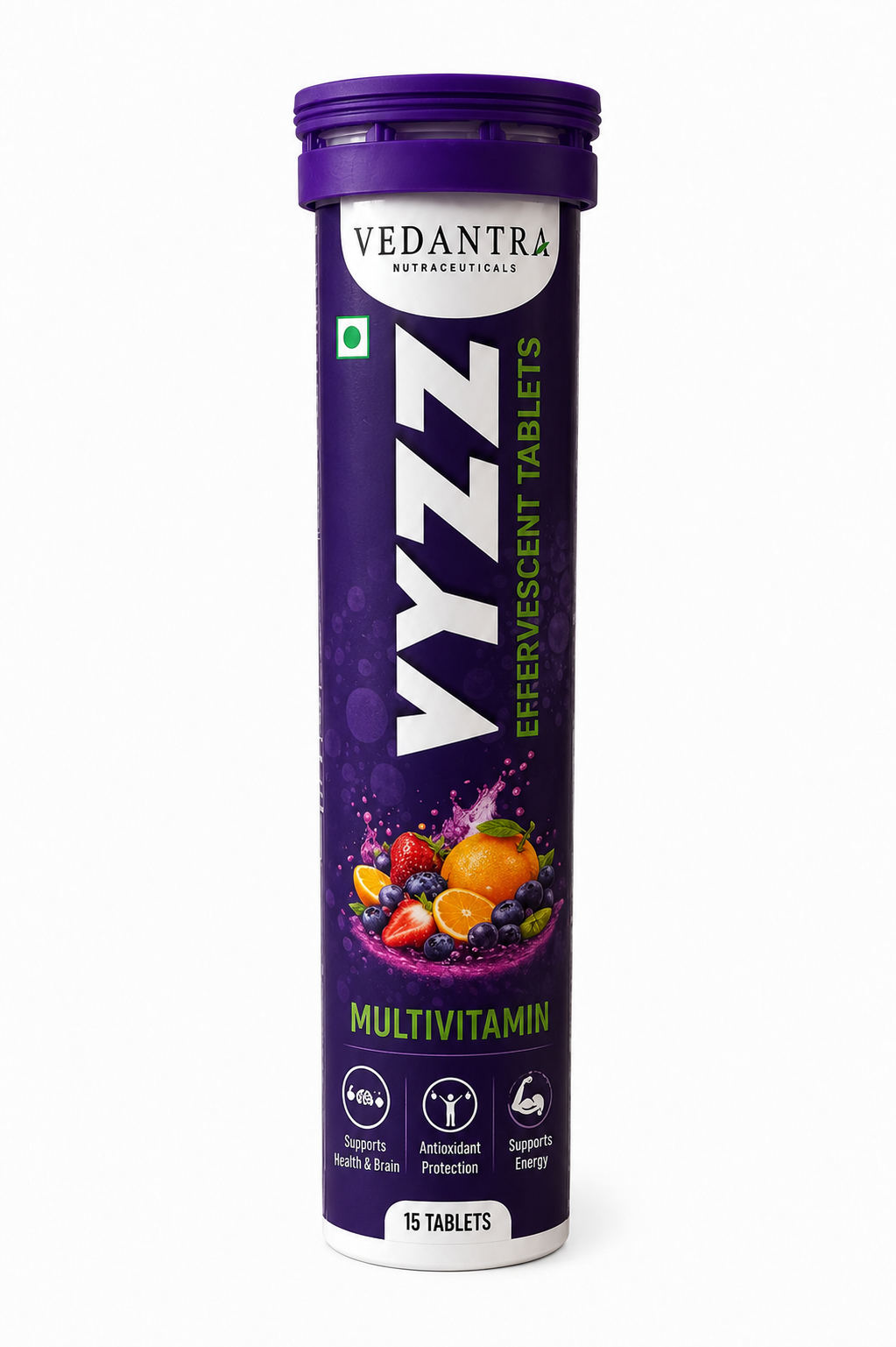 VYZZ MULTIVITAMIN Effervescent Tablets – Mix Berry Flavour | 15 Tablets